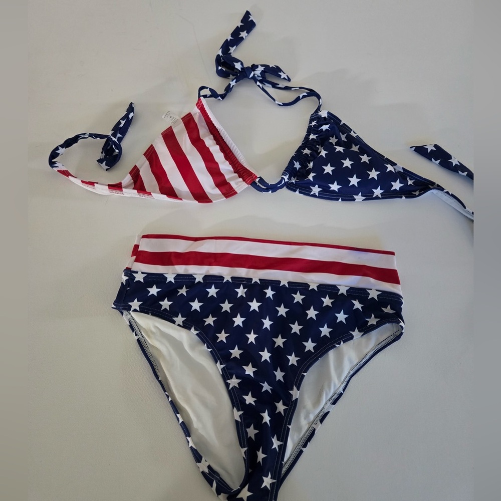 Source Unknown Red White and Blue Star Stripe Bikini